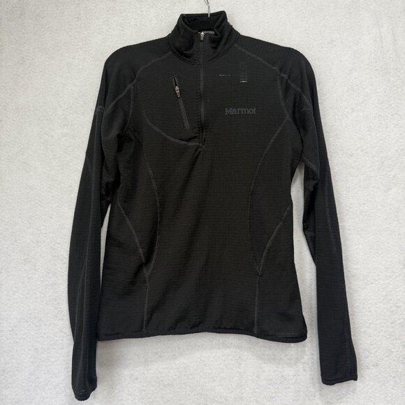 Marmot Pullover Mens Medium Black Polartec Fleece Half Zip Long Sleeve Outdoor - Picture 2 of 14